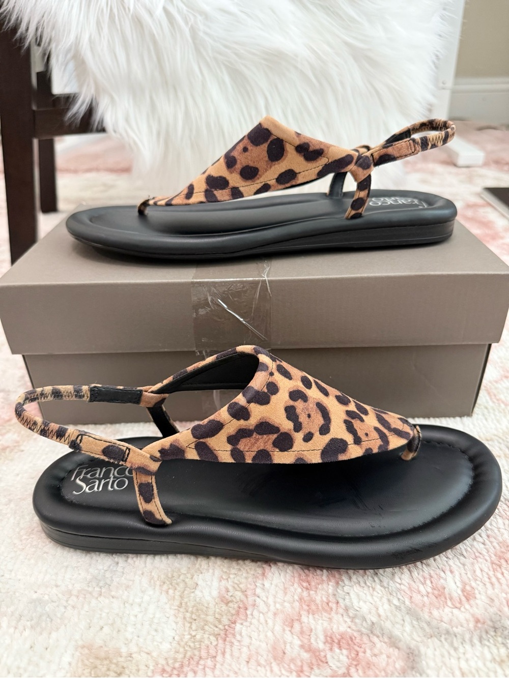 Franco Sarto Leather Jocelyn Leopard Sandals size 11 - Picture 2 of 7